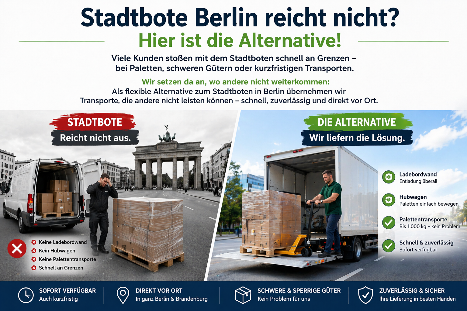 Wenn Ihr Stadtbote nicht liefern kann – wir sind sofort verfügbar.